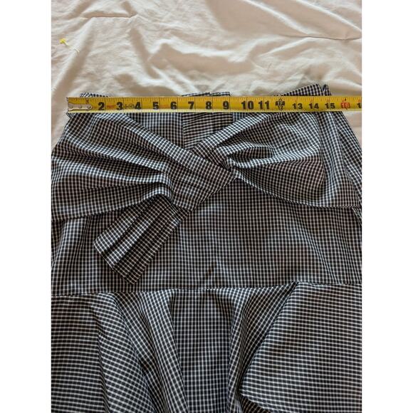WAYF Gingham Check Mini Skirt Black White Ruffle Hem Bow Detail Size Small - Picture 11 of 11